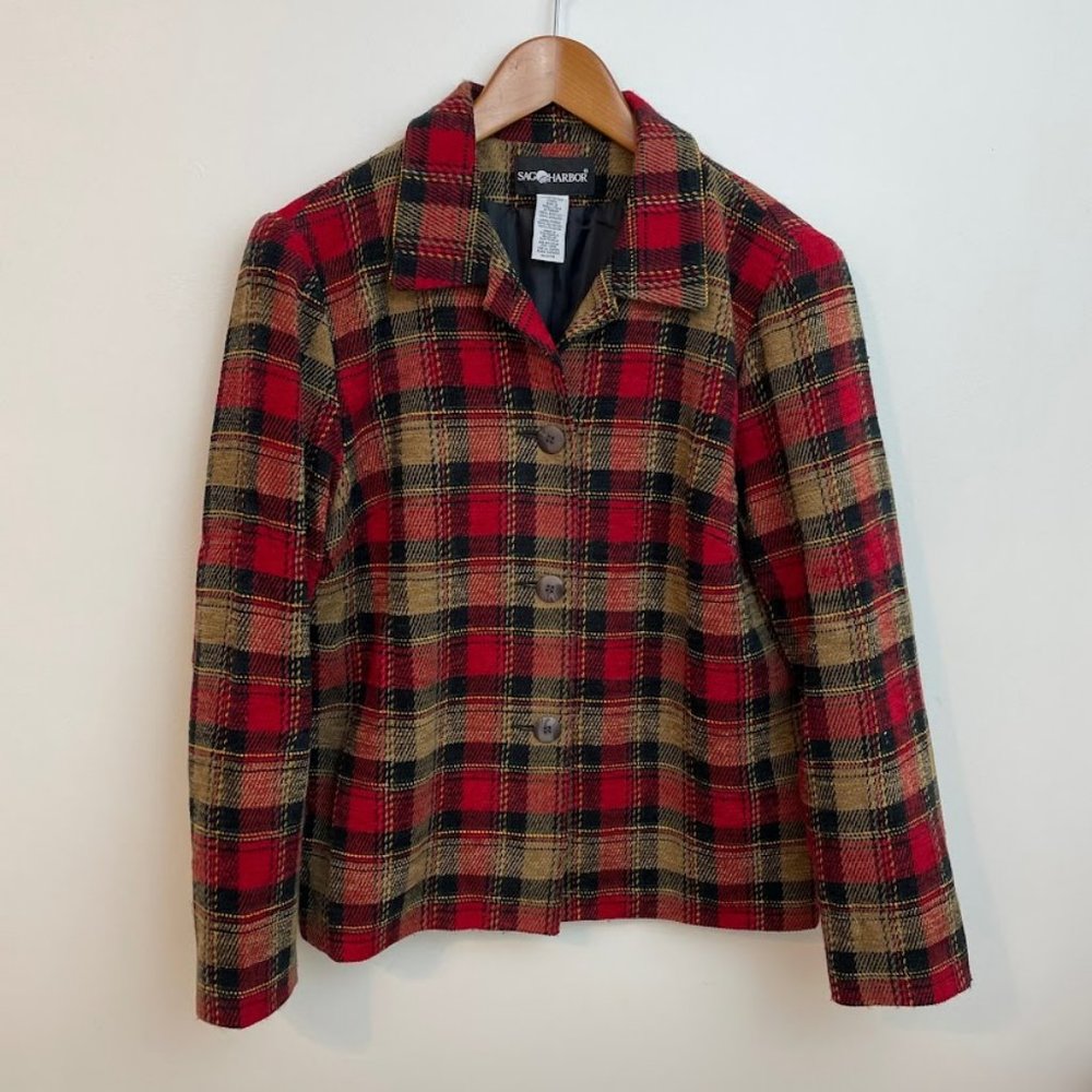 Sag Harbor Women's Plaid Blazer Suit Jacket